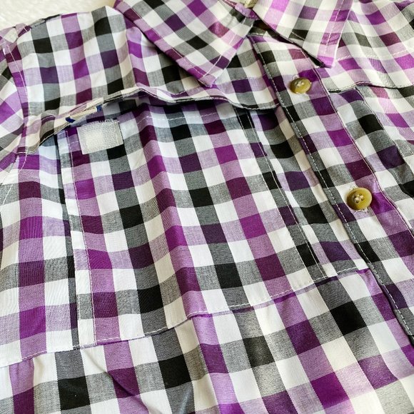 Columbia, Women's PFG Bonehead Short Sleeve Shirts, Purple Plaid, Size S / XL - Picture 3 of 12